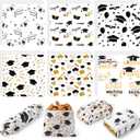 Reallnaive 300 Pcs Graduation Wax Paper Sheets 12 x 12 Inch Black and Gold Parchment Deli Tissue Paper Sandwich Wrapping Sheets Food Basket Liners for Kitchen Restaurant Baking Supplies, 6 Styles