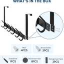 2 x TICONN Over The Door Hooks, 6 Heavy Duty Dual Coat Rack All Aluminium Coat Hanger for Jacket Hat Towel in Bathroom Bedroom Dorm(Black, 1PK)