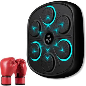 OurStarry New Model Smart Music Boxing Machine for Adults and Kids, Training Machine with LED Electronic Wall Mounted, Home Indoor Workout Equipment with Premium Boxing Gloves (Black 03)