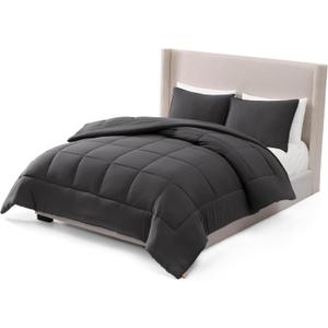 UGG Full/Queen Comforter Set with 2 Pillow Shams, Lightweight Down Alternative Blanket, Reversible Cozy Warm All Season Washable, Hypoallergenic Bedding Set, Charcoal Grey (Leonora)