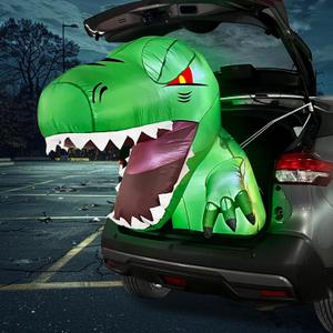 3.7 Ft Halloween Trunk or Treat Decorations for SUV Inflatable Dinosaur with Build-in LEDs, Trunk or Treat Inflatable Dinosaur Broke Out from Car Halloween Blow Up for SUVs, Sedans, Outdoor Decor