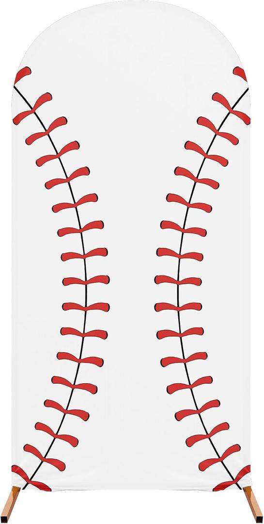 7.2 ft Baseball Party Arch Backdrop Cover Baseball Theme Arch Spandex Stretch Backdrop Stand Cover for Wedding Birthday Banquet Boys Girls Shower Ceremony Decoration
