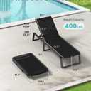 Aluminum Chaise Lounge Chair Outdoor, Foldable & Assembly Free Patio Pool Lounge Chairs 5-Position Recliner for Outside Poolside, Fully Grounded Legs Sun Lounger for Beach, Yard, Black, 1 Pack