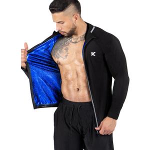 Kewlioo Pro Men's Heat Trapping Sauna Suit For Men, Sauna Long Sleeve Sauna Shirt for Gym, Workouts (3X-Large, Black Jacket)