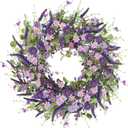Sggvecsy Purple Daisy Wreath 24 Inch Spring Summer Wreath with Fake Silk Floral Green Eucalyptus Leaves and Lavender for Front Door Window Wall Wedding Farmhouse Festival Decor