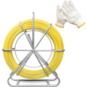 6mm x 500ft Duct Rodder, Fiberglass Fish Tape, Fish Tape Cable Puller with Durable Steel Stand, Heavy-Duty Wire Running Rod for Conduit & Electrical Installations