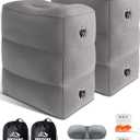 JefDiee Inflatable Travel Foot Rest Pillow,Kids Airplane Bed,Adjustable Height Flight Pillow,Travel Essentials for Airplane,Office,Home,Trains,Cars (Ash Gray-2pack)