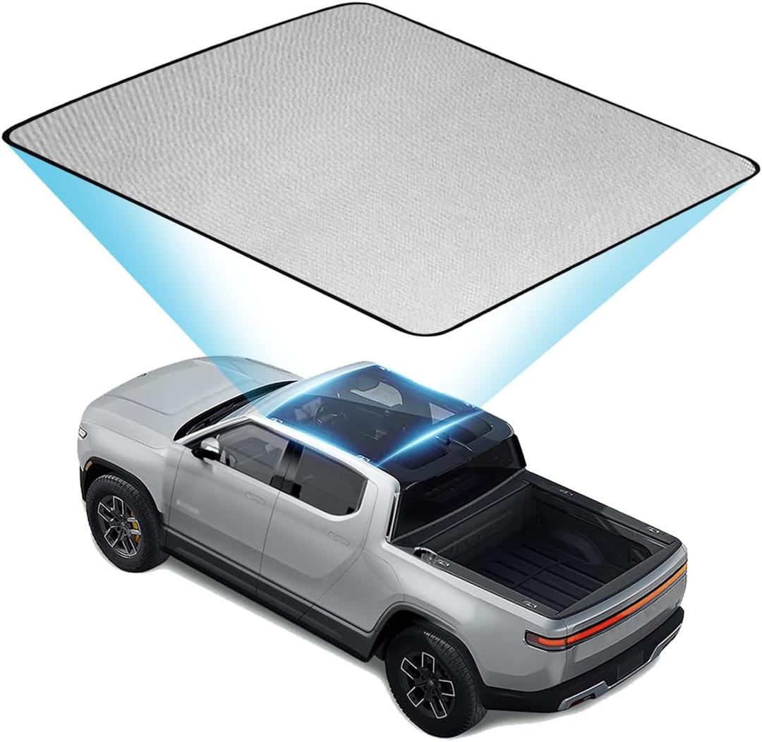 Glass Roof Sunshade Compatible with Rivian R1T Accessories 2025 2024 2023 2022, Foldable Top Window Sun Shield Covers Block UV Rays Heat Insulation