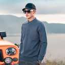 Men's Polo Sweater Fashion Collar Casual Sweater (Blue, L)