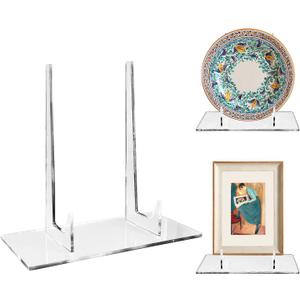 Acrylic bookshelf, transparent display easel, suitable for photos, pictures, tablets, postcards, plates, recipe books, decorative trays, and photo albums, 10 inches x 5 inches x 9 inches invisible desktop display stand (1 piece)