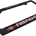 Elektroplate Firefighter First in, Last Out Automotive-Grade Black Plastic Standard Size License Plate Frame Tag Holder for Cars/SUVs/Trucks Weather-Proof Automotive Accessory