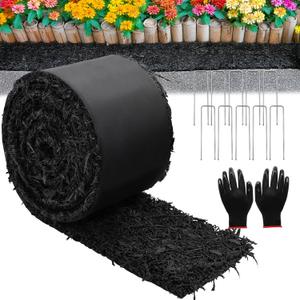 1 Pcs 10 Ft Long Rubber Mulch for Landscaping Garden Mulch Black Roll Rubber Mulch Mat Recycled Natural-Looking Edging Border Cuttable Reduced Weed Growth Bed Liner for Garden 2025