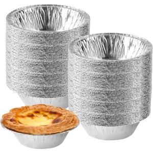 100 Pieces 2.6 Inch Round Pie Tart Small Tin Foil Pans Disposable Aluminum Mini Pie Pans for Baking, Cooking Supplies