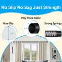 Tension Curtain Rod 51-165 Inch, Extra Long Curtain Rod No Drilling for Window or Bathroom, Outdoor Curtain Rods for Patio, Easy to Install, Never Rust, Rod Diameter 1.26 Inches-Black