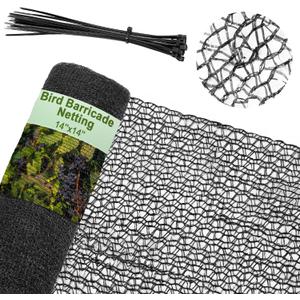 Bird Netting for Garden 14 x 14 ft Garden Netting with 1/4 Inch Mesh Heavy Duty Gardening Protection Mesh for Fruits, Vegetables, Trees, Flowers, Deer, Shields Plants from Birds