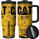 CAT Oil 30 oz Tumbler with Handle Funny Tumbler for Men Dad Birthday Gifts for Men Travel Mug Double Wall Vacuum Insulated Cup with Lid and Straw (Pack of 1)