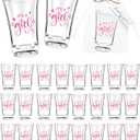 Baby Shower Favors 50 Sets for Guests  1.18oz Acrylic Shot Glasses Bulk with Organza Bags & Thank You Tags  Baby Shower Party Favor for Gender Reveal Party(Pink) (Girl)