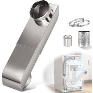 Periscope Dryer Vent Connector Kit, Upgraded 304 Stainless Steel, Adjustable 9.5"-14.5" Telescoping Dryer Vent Duct, Fits Tight Spaces with Slim Flat Design, OEM, Adjustable 9.5-14.5 Inch silver