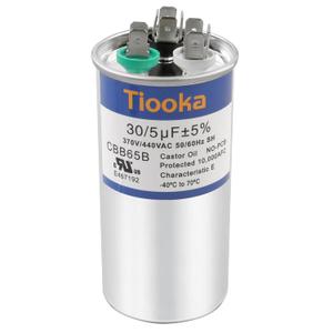 30+5 uF 30/5 MFD 5% 370V/440VAC Dual Run Round Start A/C Capacitor CBB65B Air Conditioner Capacitors for AC Unit Fan Motor Start or Heat Pump or Condenser Straight Cool