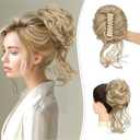 SOFEIYAN Claw Clip Messy Bun Hair Piece Curly Wavy Hair Bun Clip in Claw Chignon Ponytail Extensions Synthetic Tousled Updo with Tendrils Hairpieces Accessories Scrunchies for Women