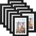 decorUhome 5x7 Picture Frame, Display Pictures 4x6 with Mat or 5x7 without Mat, Wall & Tabletop Display Photo Frame, Black, 10 Pack