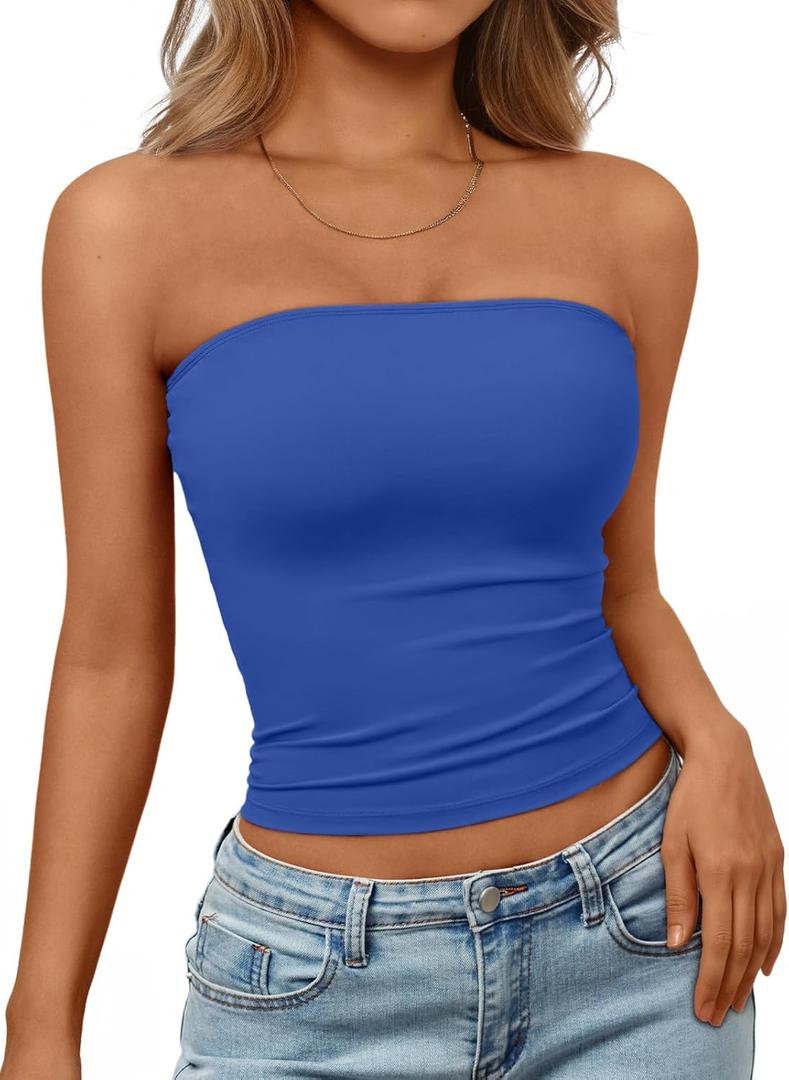 Trendy Queen Women's Strapless Bandeau Crop Top (S)