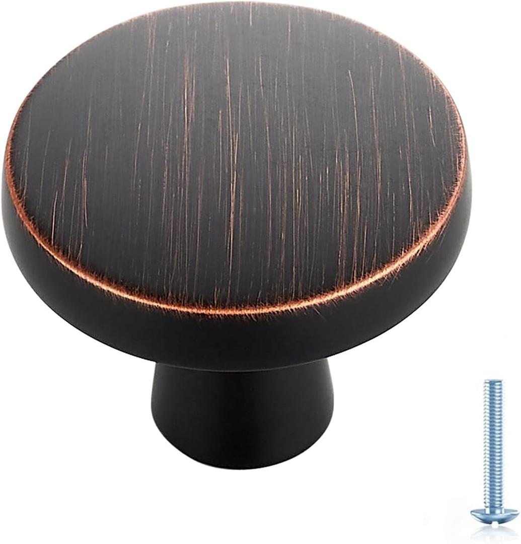 Ravinte 10 Pack Solid Single Hole Kitchen Round Cabinet Knobs Oil-Rubbed Bronze Pulls Drawer Knobs Kitchen Cabinet Hardware Handles