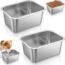 2 Gallons Extra Large Dog Water Bowl Durable Stainless Steel Dog Bowls High Capacity Silver Pet Water and Food Set for Big Canines Indoor Outdoor (Pack of 2)