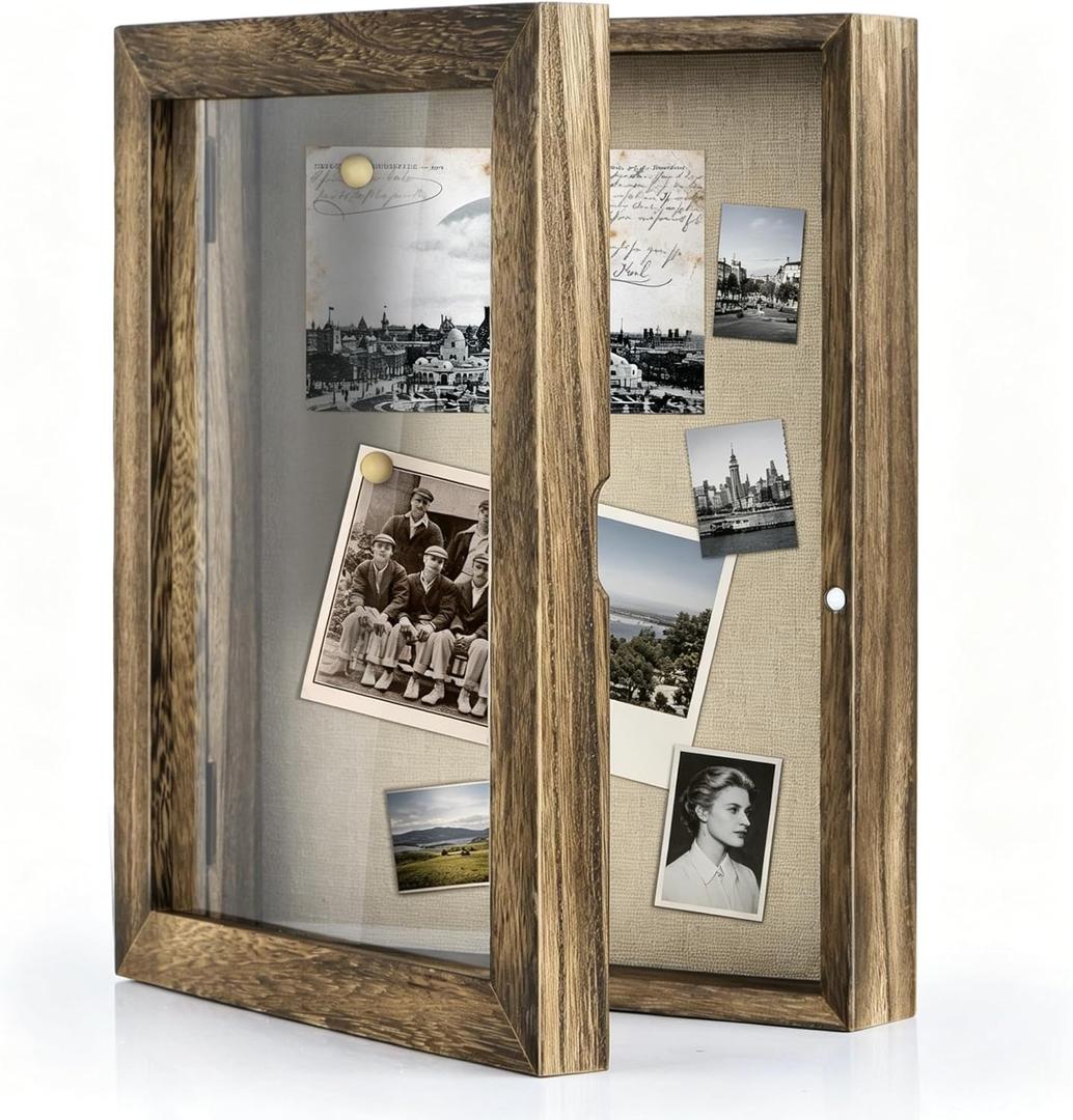 Love-KANKEI Shadow Box Frame 8x10 Shadow Box Display Case with Linen Back Memorabilia Awards Medals Photos Memory Box Gift Carbonized Black