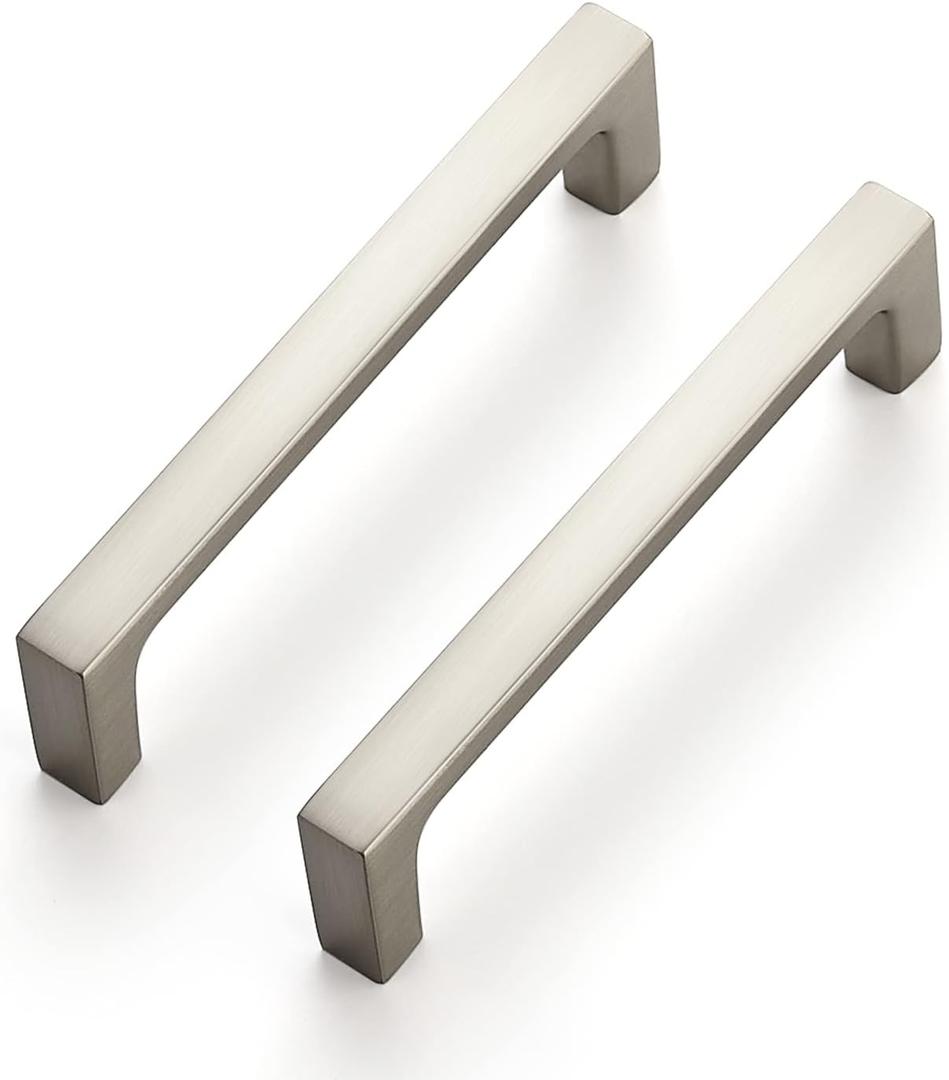 Ravinte 5 Pack Solid 3-3/4 Inch Square Cabinet Handles - Brushed Nickel Drawer Pulls - Kitchen Hardware