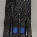 DISEN 3PCS Black Ratchet Wrench Set (1/2", 3/8", 1/4" Drive) - 90-Tooth Drive Ratchet Socket Wrench, Black Oxide Finish with Reversible Quick Release & EVA Tray - Industrial Ratchet Wrench Kit