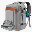 Vancropak Carry on Backpack, Flight Approved Travel Backpack with 3 Packing Cubes, Expandable Large 40L Travel Bag fits 17.3" Laptop, Anti Theft Luggage Suitcase Weekend Daypack for Women Men, Grey