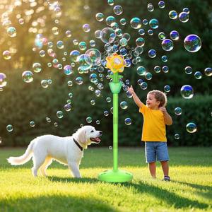Palksky Bubble Machine for Kids Toddlers, Flower Bubble Maker with Lights for Parties, Rechargeable Automatic Bubbles Blower Machine for Outdoor Wedding Birthday Party