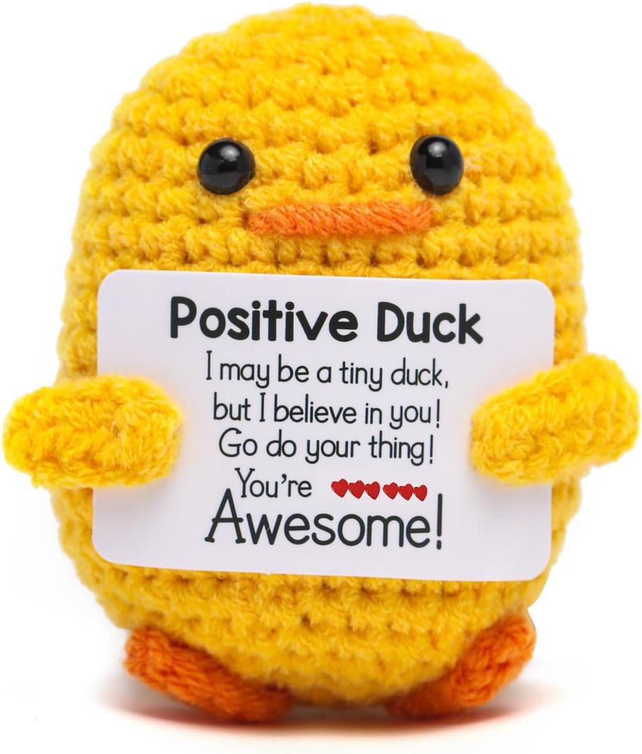 Artlunar Funny Positive Duck Emotional Support Ducks Crochet Inspirational Gifts Birthday Valentine White Elephant Gifts for Women Men Cute Duck Home Decor