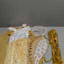 Spooktacular Creations Halloween Angel Costume for Girls, Golden White Angel Dress for Kids for Halloween RolePlay Themed Party (Small, 5-7 yrs)