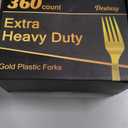 360 Count Extra Heavy Duty Gold Plastic Forks Disposable, BPA-Free, Heat Resistant, Solid and Durable Disposable Forks Bulk, Premium Plastic Forks heavy duty for Party Supply