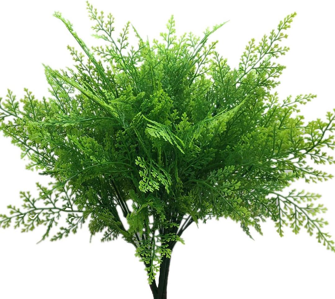 Artificial Shrubs, Persian Fern Leaves Plastic Plants Greenery Grass Simulation Fake Bushes Outdoor Indoor Home Garden Verandah Parterre Table Centerpieces Arrangements Decoration 4 pcs
