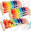 6 Pcs Xylophone for Kids Wooden Xylophone with Mallets Musical Instrument Wood Baby Percussion Kit for Educational Preschool Music Learning