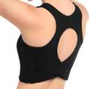 Yvette Comfortable Yoga Sports Bra Scoop Neck with Built-in Bra and Round Back Cutout Workout Top (Medium, Black)