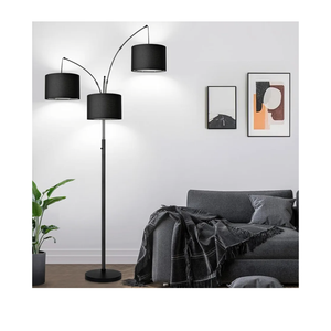 Dimmable Floor Lamp  3 Lights Arc Floor Lamps for Living Room, 1000LM Modern Tall Standing Lamp With Black Shades & Heavy Base, Mid Century Tree Floor Lamp for Bedroom Office, 3 LED Bulbs Included