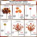 Mixed 12 Pcs Fall Artificial Flowers, Sunflower Peony Bouquet with Maple Leaves Pumpkins, Autumn Faux Floral Arrangements for Table,Thanksgiving, Halloween, Porch Planters, Garden Patio Outdoors Decor