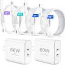 iPhone 17 Charger,45W Fast Charging Dual Port USB C Charger Block with 3/6/10/10FT Type C Charging Cable-PD Quick Adapter 3.0 for iPhone 17e/17/17 Pro/17 Pro Max/Air/16/15 Pro Max/Plus,iPad (White)