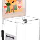 Teling Acrylic Suggestion Box with Card Pocket Safe Donation Box with Lock and Sign Plate for Voting, Charity, Suggestion Collection Supplies (Clear,7. 5 x 5 x 8 Inches) (Transparent)