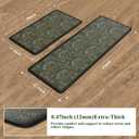 Collive Kitchen Mats for Floor, Cushioned Anti Fatigue Mat Dark Green Floral Rugs 2 Piece Non Skid Waterproof Sink Rug, Memory Foam Comfort Standing Mat for Office, Laundry, Desk
