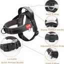 No Pull Dog Harness with Handle, Boston Terrier Adjustable Reflective Dog Vest, Breathable Air Mesh Padded Pet Harness with Front Leash Clip for Small Medium Dogs, Black, M