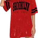 PORRCEY Juniors Short Sleeve Sequin Funny Dress Shirts (Small, Red)