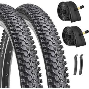 Hycline 2 Pack Bike Tires Set,26/27.5 Inch Folding Replacement Tire Plus 2 Pack 26/27.5-inch Bike Tubes and Levers for MTB Mountain Bicycle Hycline 2 Pack Bike Tires Set,26/27.5 Inch Folding Replacement Tire Plus 2 Pack 26/27.5-inch Bike Tubes and Levers for MTB Mountain Bicycle