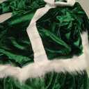 Kid Little Girls Christmas Outfit Santa Claus Velvet Lapel Long Sleeve Dress Princess Party Layered Dresses with Belt (Green, 3-4 Years)