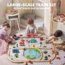 Tiny Land 110PCS Wooden Train Set Toy Train with Tracks for Kids Ages 3-7, Compatible with Major Brands, Ideal Railway Playset for Boys and Girls, Great Birthday