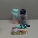 Kids Water Bottle, 2-Pack 16oz Water Bottles with Stickers and Straw, Stainless Steel Vacuum Insulated cup, Kids Water Bottle for School, Gifts for Boys and Girls(Blue/ Green)